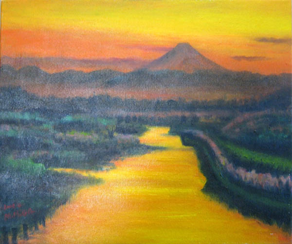 夕焼の富士山
